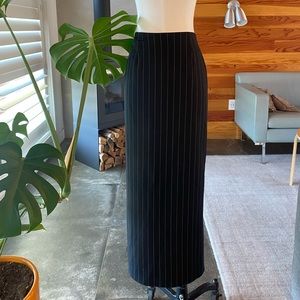 Fun pinstripe patterned grunge long maxi black shirt